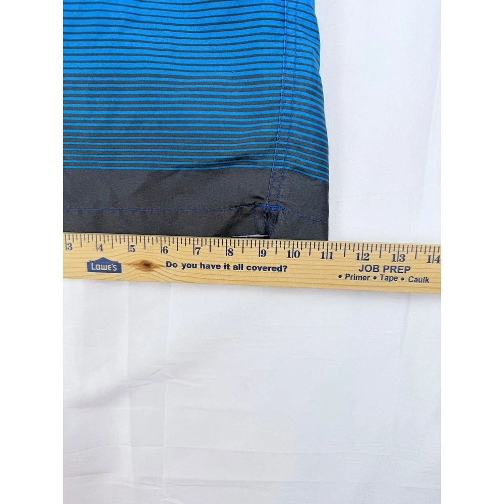 Calvin Klein Men Blue Stripe Swim Trunks Board Shorts Elastic Waist Drawstring‎
